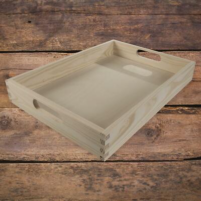 Schlichtes Holz Serviertablett 35x25 cm Frühstück Tee Kaffee Snack Restaurant Platte