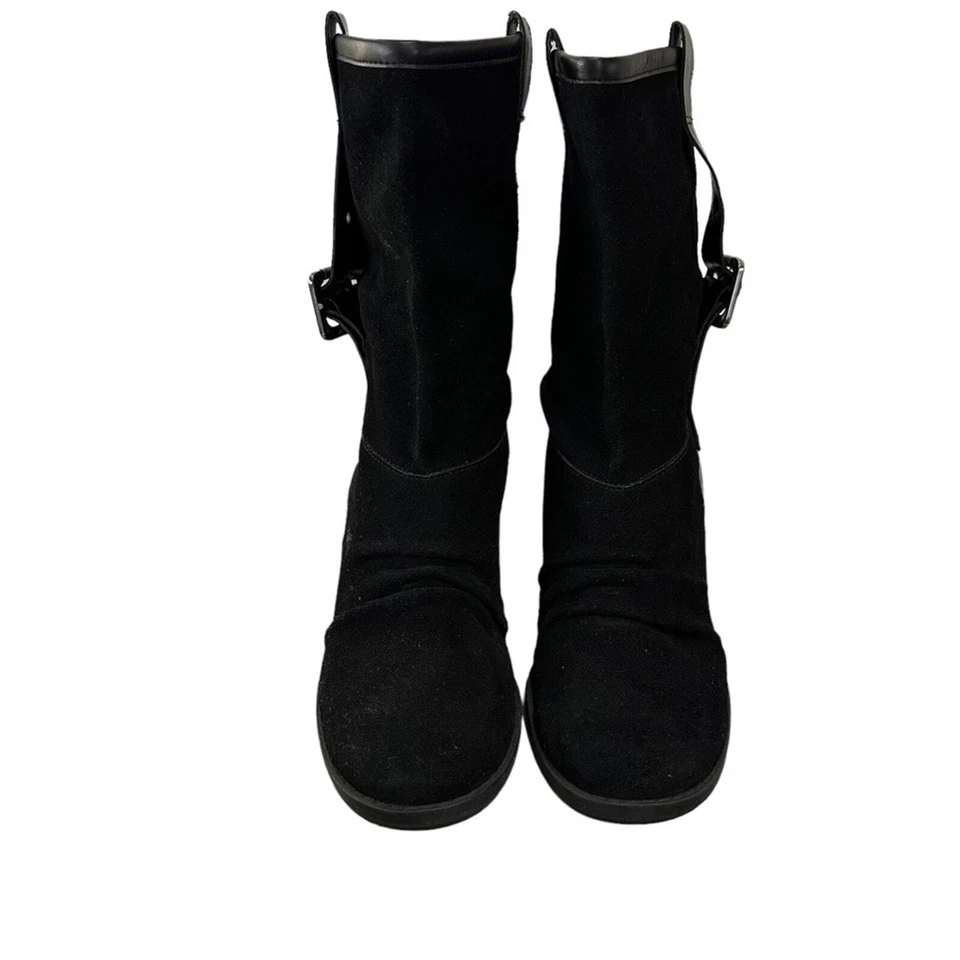 Nine & Co 黑色绒面革 Hayzel 尺寸 7 3.5 英寸粗跟。 — 第 3/4 张图片