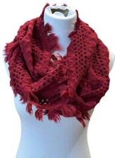BP Burgundy Knit Infinity Scarf Acrylic One Size Great Pre-Owned Condition