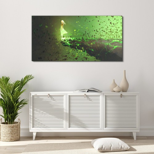 Glasbilder Wandbild Druck auf Glas 120x60 Kunst einsame Frau am Rande der Klippe - Bild 3 von 7