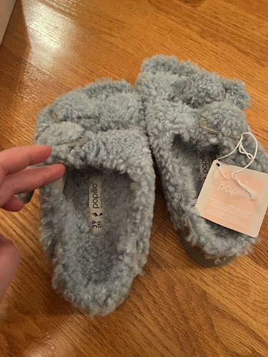 Sandalia Birkenstock Arizona Hebilla Grande Piel de Oveja Desteñida Aqua NUEVA 39 - Imagen 6 de 10