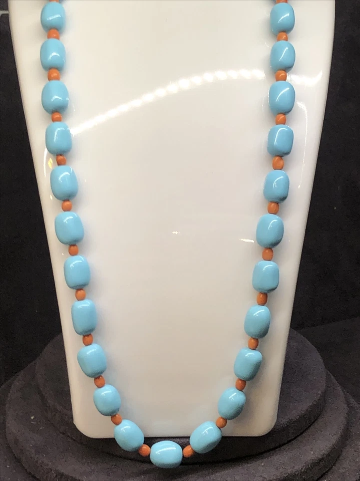 Collar Pasta Turquesa Y Coral Rosa - Imagen 2 de 4