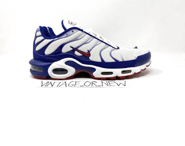 blue and red air max plus