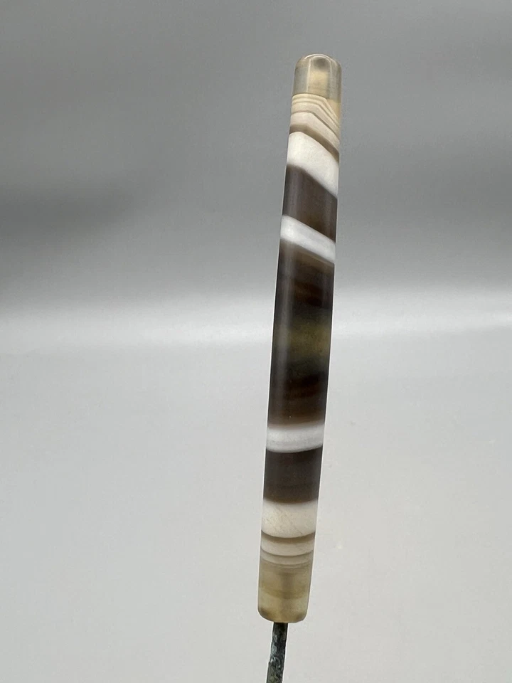 Amuleto de cuentas de ágata larga talismán Babagoria, cuentas de ágata con bandas del sur de Asia Foto 4 de 4