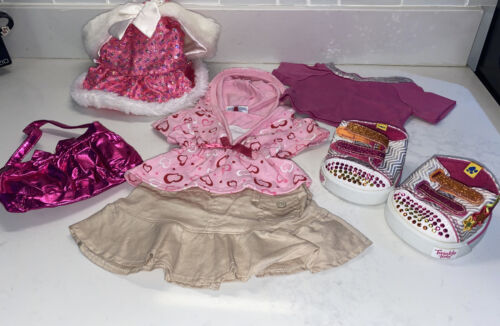 Build a Bear Clothes 2 Shirts,1 Skirts,1purse One Pair Of Tennis Shoes BAB Pink - Picture 1 of 12