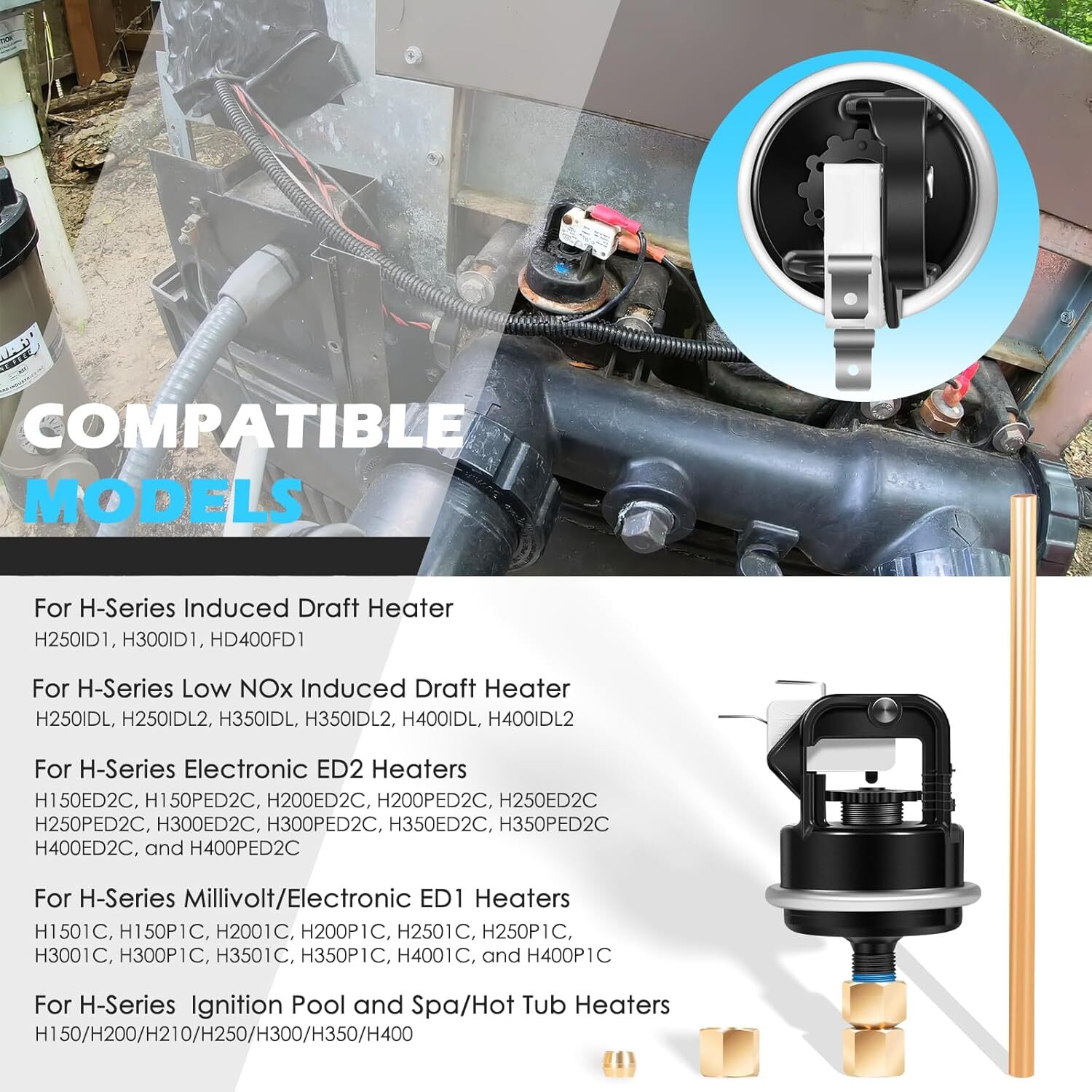 for Hayward Water Pressure Switch H-Series ED1/ED2 Pool Heaters HAXPSA1930