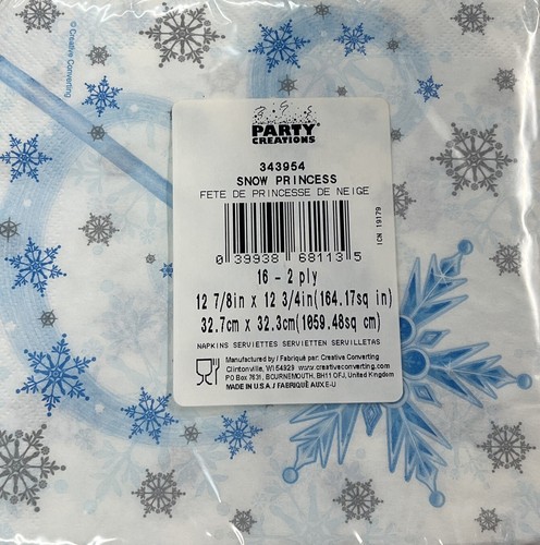 Snow Princess Swirls Wand Lunch Napkins 16 Pack Winter Party Decoration - Picture 2 of 2
