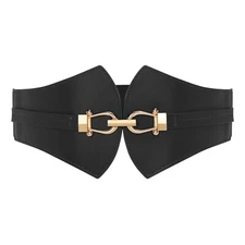 JASGOOD Women’s Elastic Leather Wide Belt Vintage stretch Belt for ladies 
