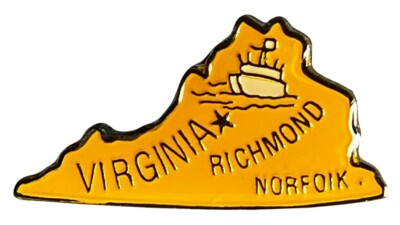 Virginia Enamel State Map Hat Cap Lapel Pin (ACE - 647)