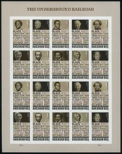 US #5834a-43a 5843c Underground Railroad Imperf Sheet Pane without die cuts NDC