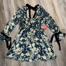 Hope & Ivy Dress 10 Velvet Burnout Milkmaid Bell Sleeve Whimsigoth Fairy Sheer