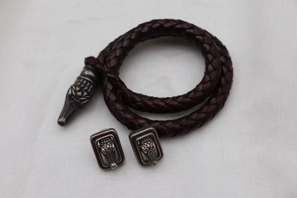 Juego de collar y pendientes vintage de plata de ley de plata de ley 1997 Kieselstein Cord Alligator Foto 2 de 4