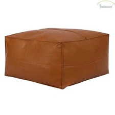 Ottoman Leather Footstool Square Unstuffed Moroccan 30'' Handmade Best Quality