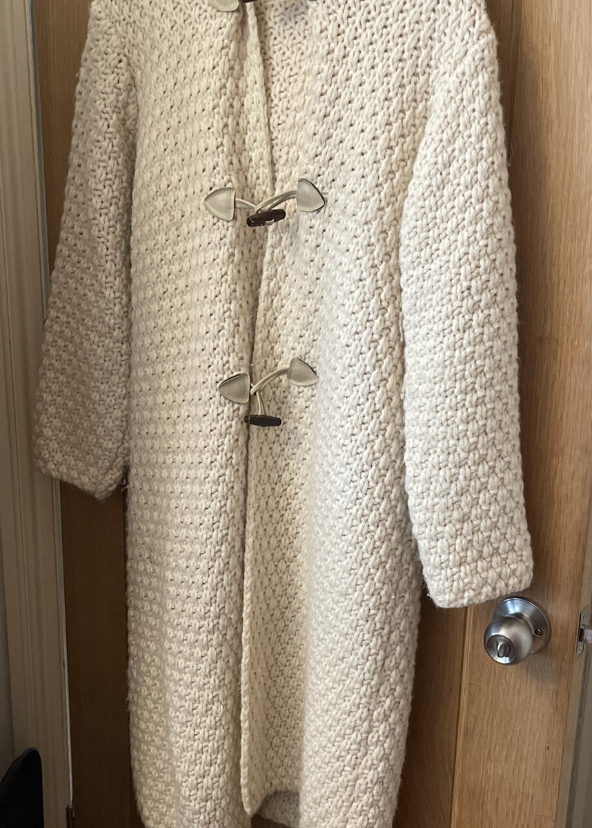 Womens Next Cream Neutral Knitted Wool Blend Coat Size Small 8 10
