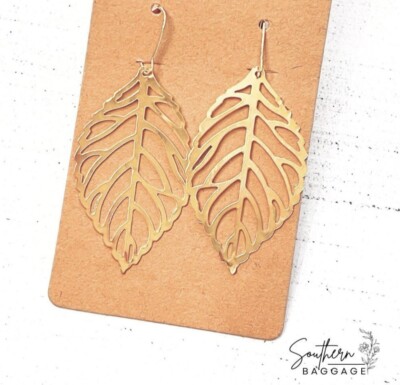 Gold Plated Clasp Hook Delicate Dangle Boho Leaf Earrings