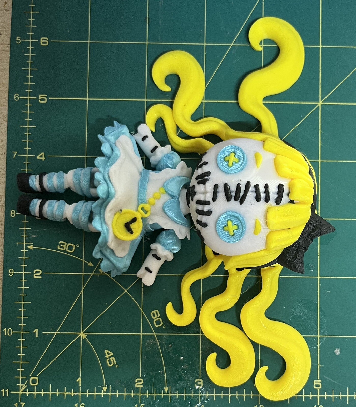 Multicolored 3D Printed In PLA Articulated Creepy Doll Alice In