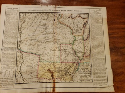 Geographical, Statistical and Historical Map of Arkansas Territory. Rare 1822