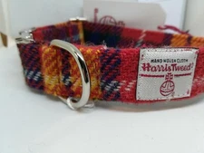 Red Blue yellow HARRIS TWEED dog CLIP collar & lead set Various sizes FREE P&P