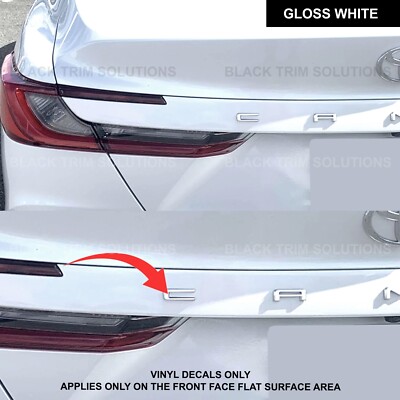 White Letters Vinyl DECAL Overlay on Rear Emblem Toyota Camry 2024-2026