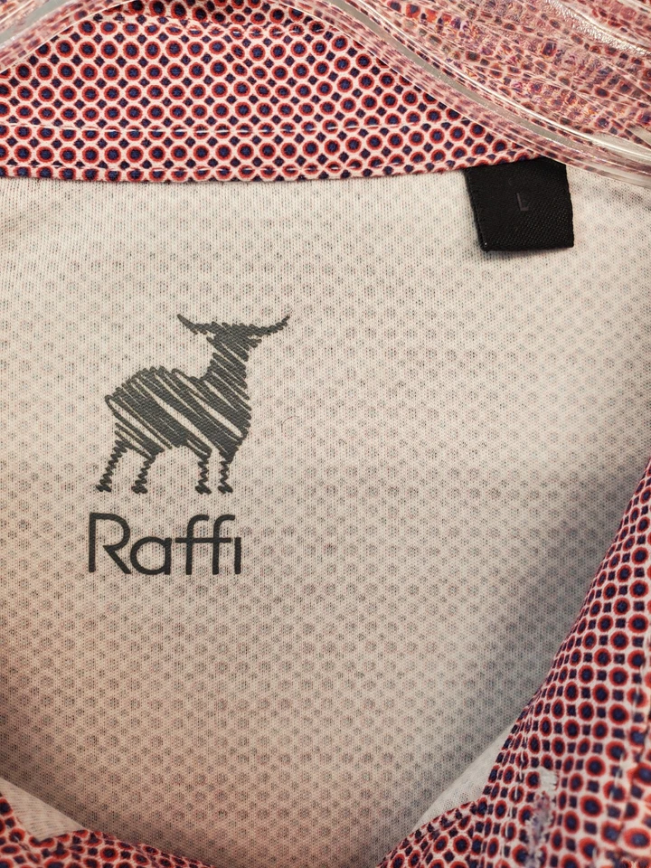 Camisa polo Raffi de manga corta con estampado geométrico para hombre talla grande roja Foto 3 de 4