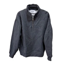 Frame NWT The Essential Mens Size M Gray Cotton Blend Half Zip Fleece Sweater