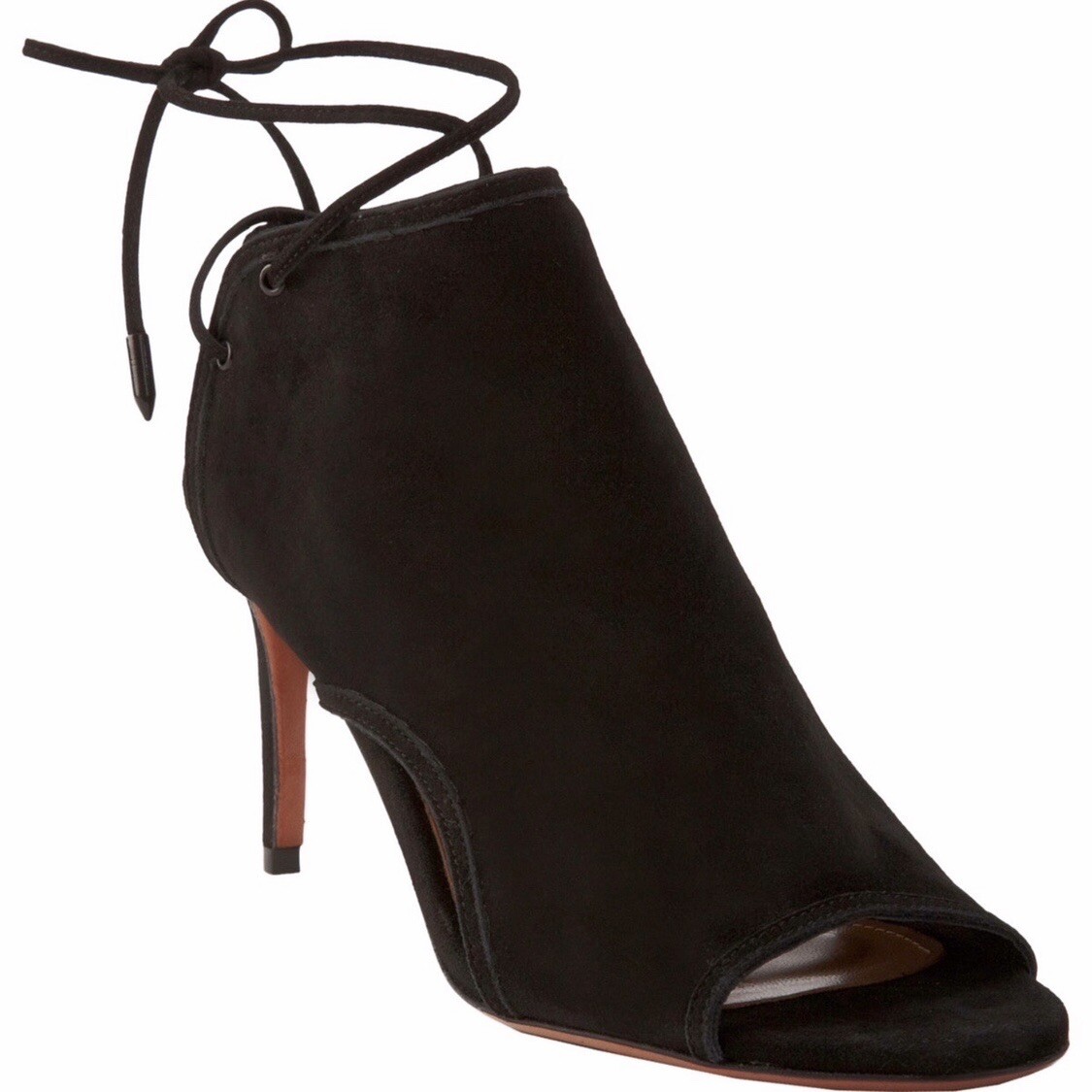 Aquazzura Bond 75 black suede Glove sandal heels pumps size IT 39