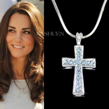 Blue Cross made with Swarovski Crystal Faith in Jesus Religious Necklace Jewelry