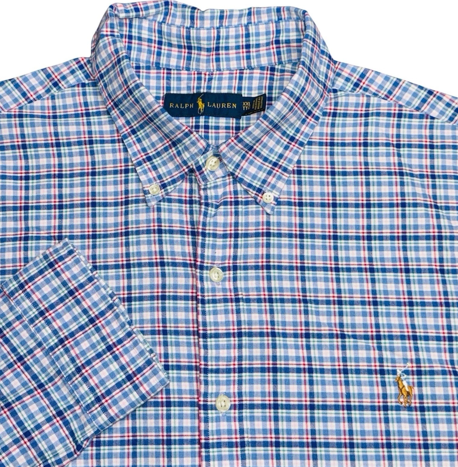 Polo Ralph Lauren Shirt Oxford Flesh Pony Button Down Plaid Mens Sz 2XL XXL