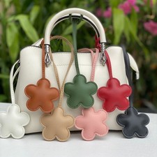 Flower Leather Bag Charm Pendant with 16cm Rope for Handbag Purse Accessory