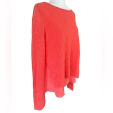 St. John Mohair, Alpaca, Silk Coral Pink Drape Oversized Burnout Sweater- Medium