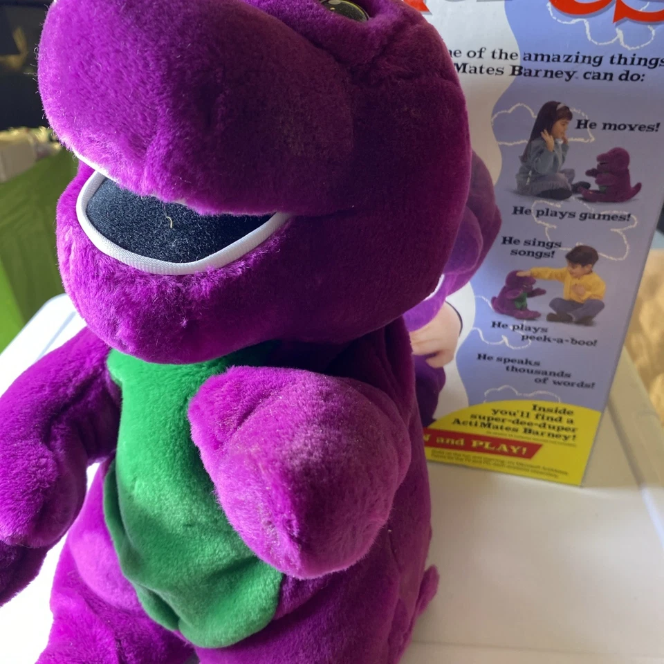 Peluche parlante interactivo ActiMates 1997 Microsoft PBS Barney en muy buena condición caja original Foto 3 de 4