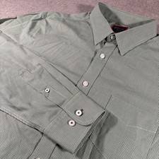 UNTUCKit Button Down Shirt Mens XL Green Marcasin Wrinkle Free Micro Gingham