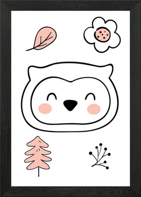 Cute hand drawn owl Framed Wall Art Poster Canvas Print Picture