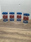 4 Vintage 12 oz Pepsi Cola Stained Glass Tiffany Style Drinking glasses, 1970’s.