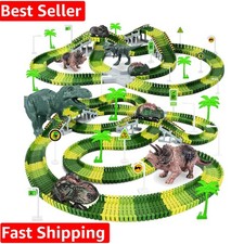 Dinosaur World Road Race Track Playset with Dinosaur Cars