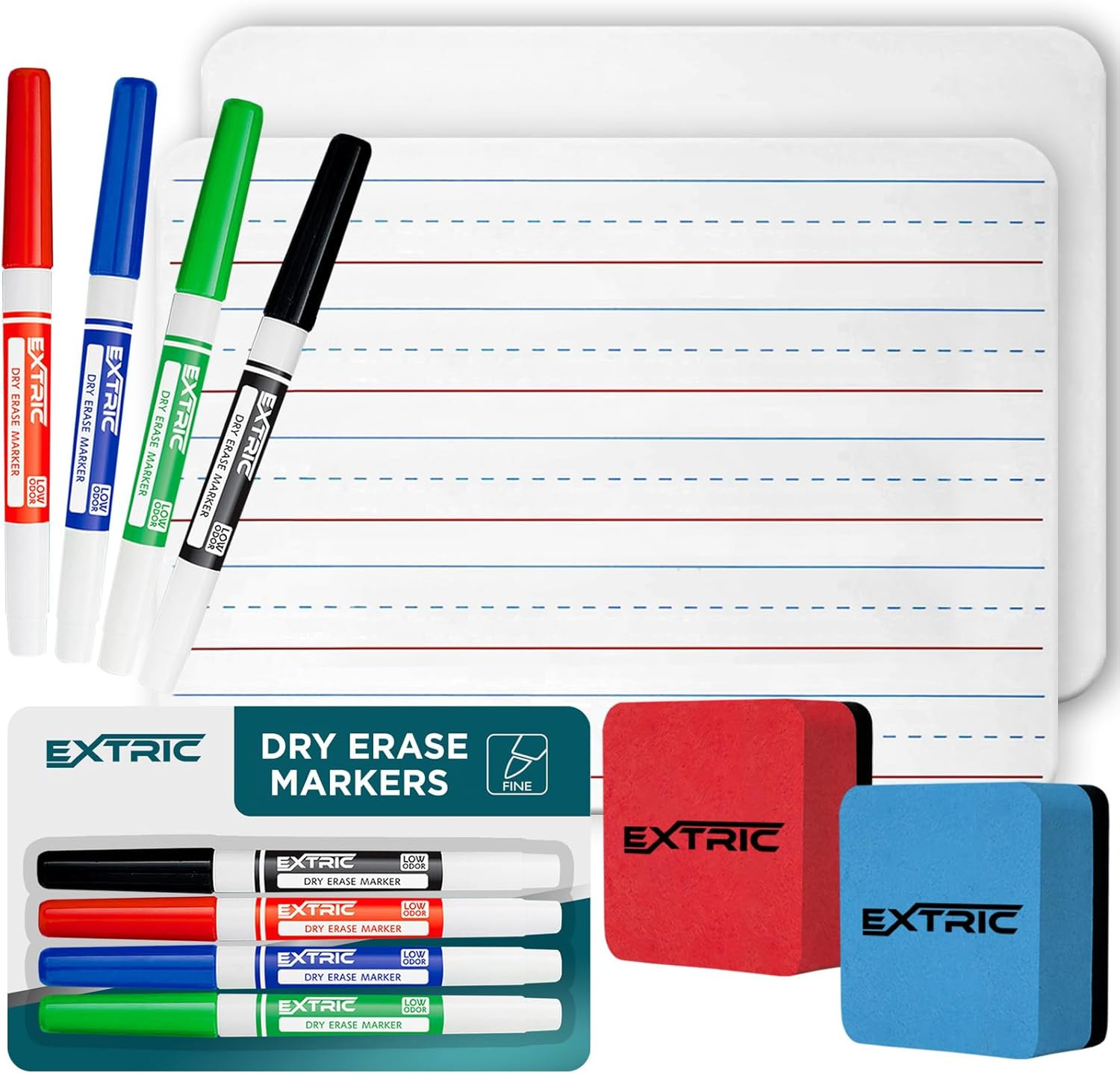 Small White Board for Kids 2 PK, Double Sided Small Dry Erase Board, 4 Fine Tip