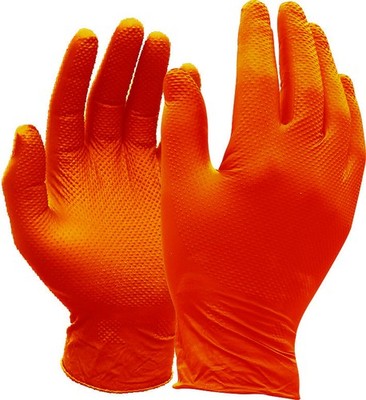 Orange Diamond Nitril Einweghandschuhe stark strapazierfähig Mechaniker 8 Mil M L XL