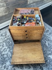 Slot Car Parts Lot w/ Custom Wooden Carrying Case Motors, Wheels, Gears, Misc