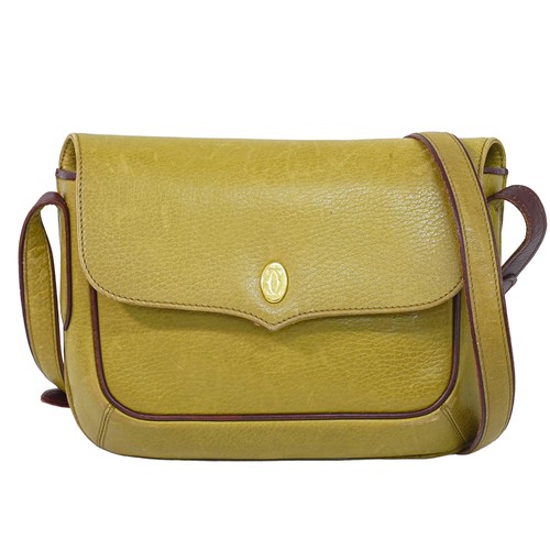 Cartier Must Leather Shoulder Crossbody Bag Mustard Yellow Gold