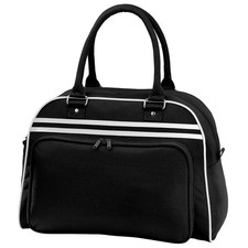 Image of Bagbase Retro Bowling Bag (23 Litres) (Pack of 2)One Size Black/White BC4430