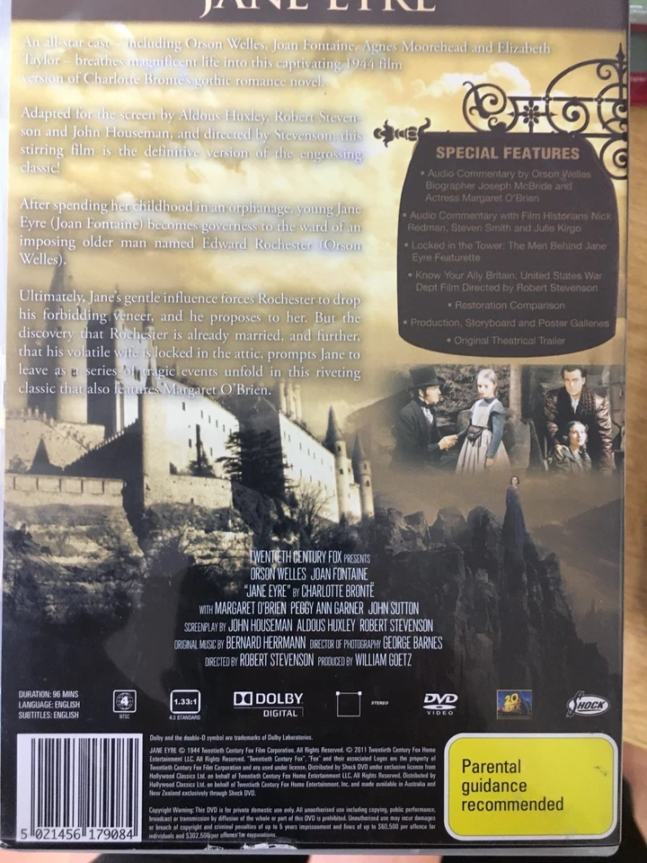 JANE EYRE DVD William Goetz 1944 AS NEW! Orson Welles Joan Fontaine BU:1 - Image 2 of 2