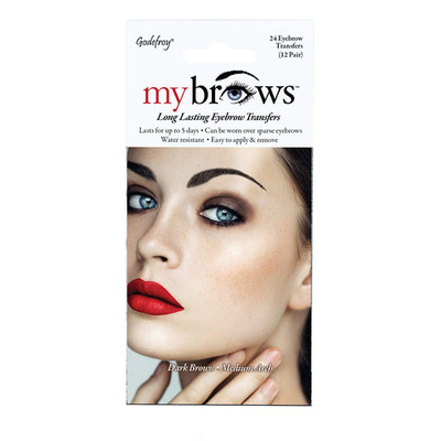 Mybrows Long Lasting Eyebrow Transfers, Medium Arch, Dark Brown, 12-Pairs of Bro