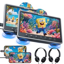 2 X 12" Dual Screen HD Car DVD CD Player Headrest Monitor TV HDMI USB SD Headset