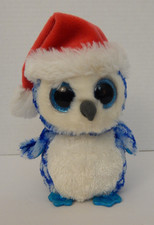 Ty * Beanie Boos ~ 'Icicles' the Blue Owl w/Santa Hat * 2014 * NO Hang Tag