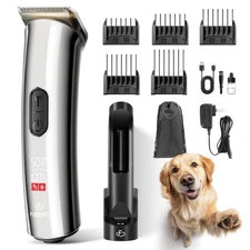 FuzzyFix Professional Dog Grooming Clippers with Charging Dock, 5-in-1 Adjust...