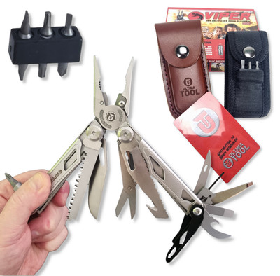 Ultima-Tool Viper² Multitool wie Leatherman Wave | Bit Set + 2 Stück Holster