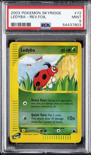 2003 POKEMON SKYRIDGE #72 LEDYBA-REVERSE FOIL PSA 9