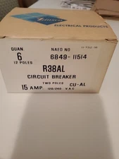(1) ZINSCO RC38-15  AMP 2 POLE TANDEM CIRCUIT BREAKER THIN  NEW OLD STOCK  (NOS)
