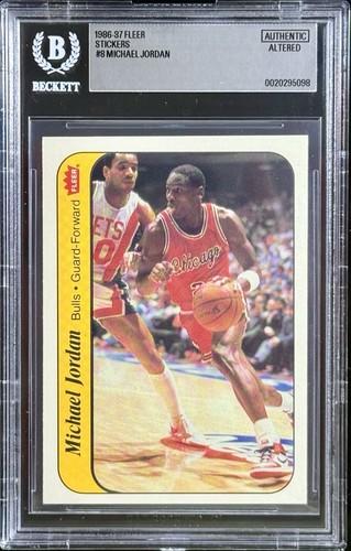 1986 Fleer Michael Jordan RC Rookie Sticker Chicago Bulls BGS #8 cc44