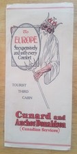 Cunard & Anchor Donaldson TOURIST THIRD CABIN BROCHURE 1926